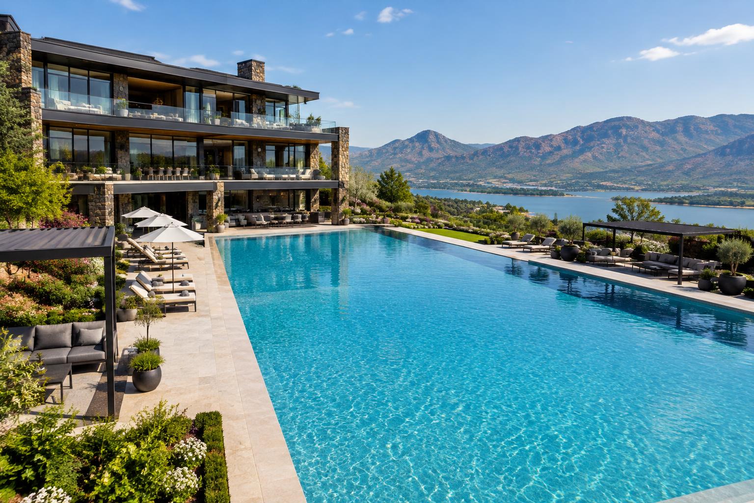 The Olympic-size pool terrace