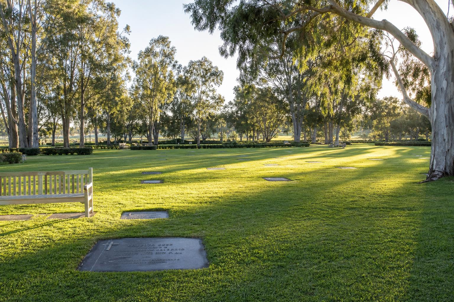 Aerial view of the memorial park at dusk