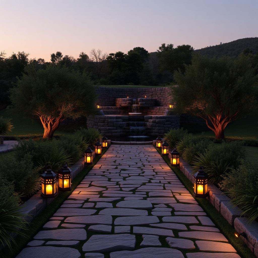 Lantern-lit pathway