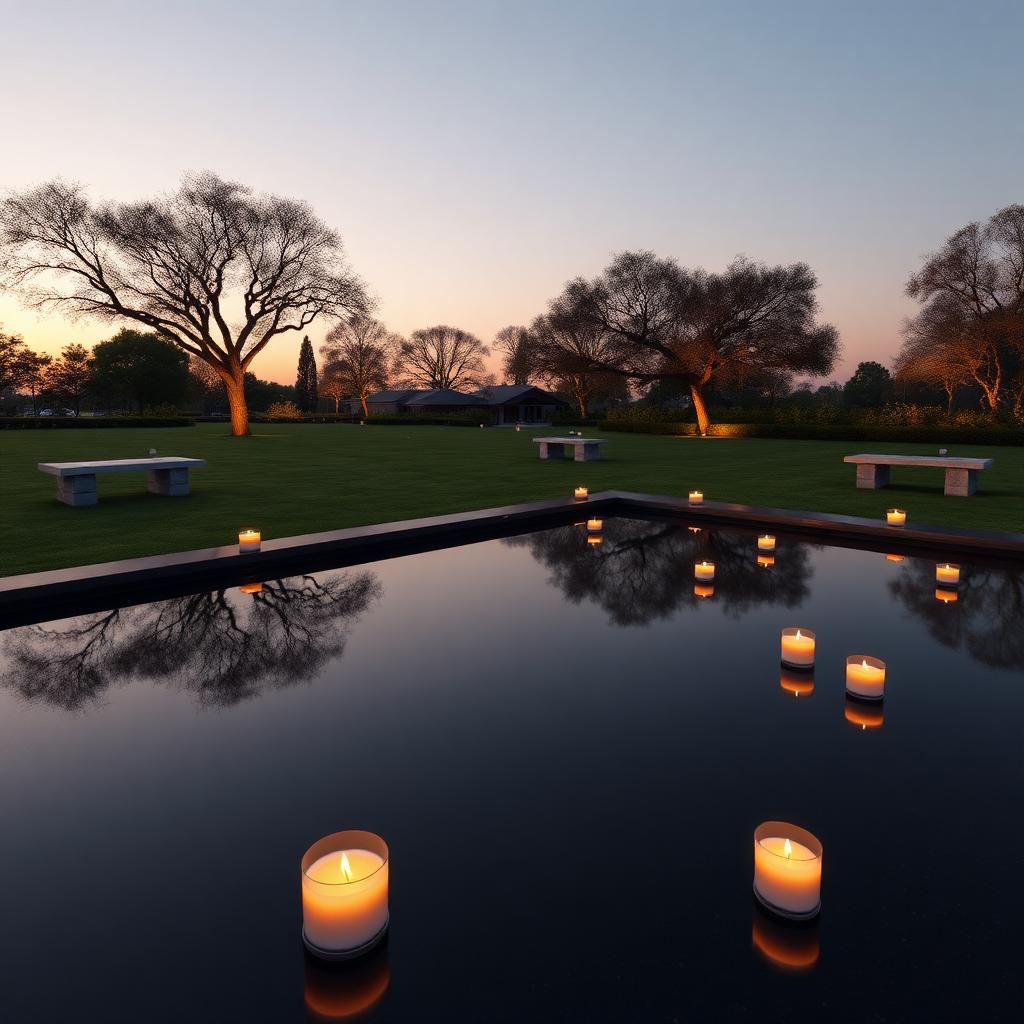 Reflection pond at dusk