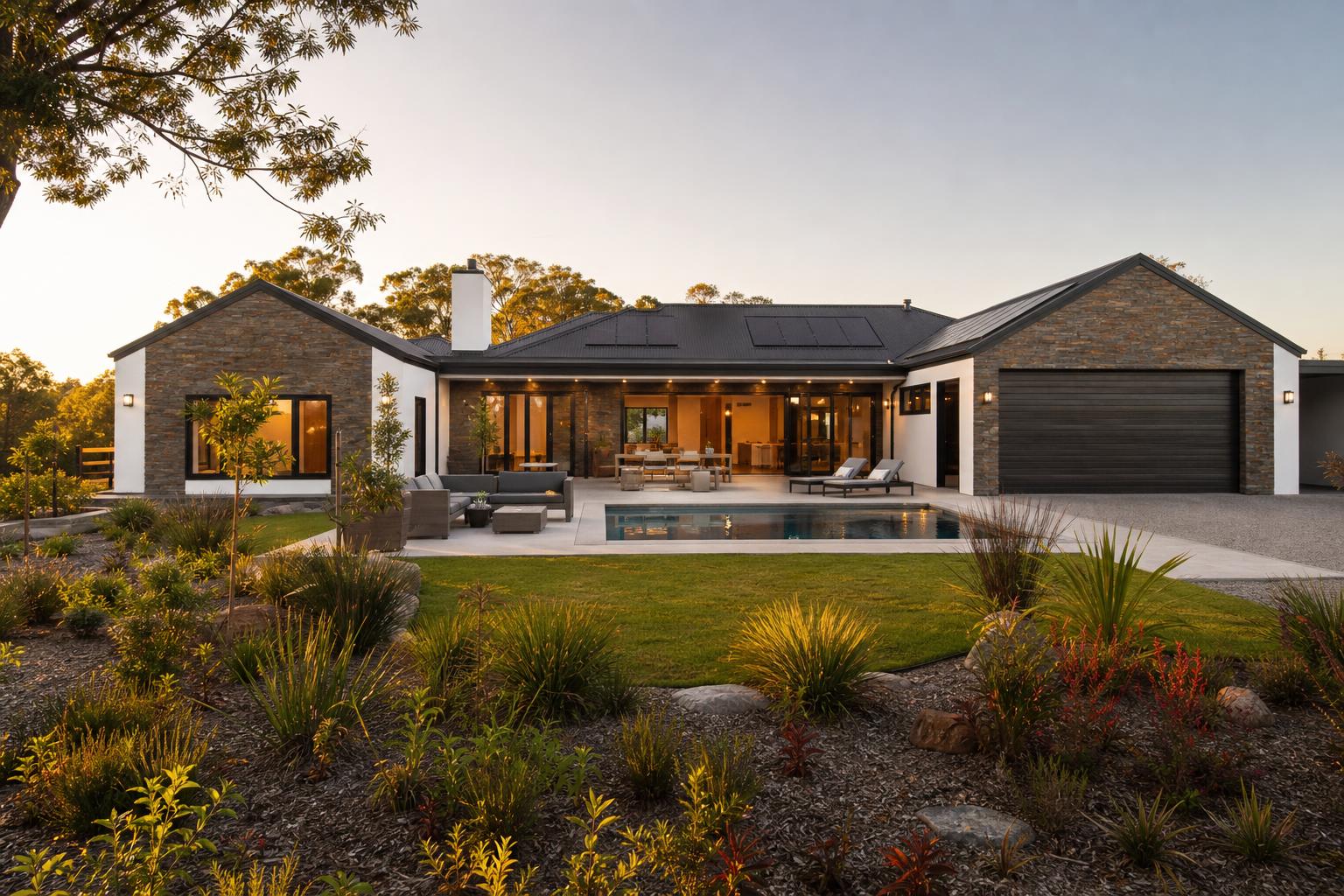 The Sable — 3 Bedroom, 2.5 Bath standalone double-storey villa with glass facade and steel triple garage