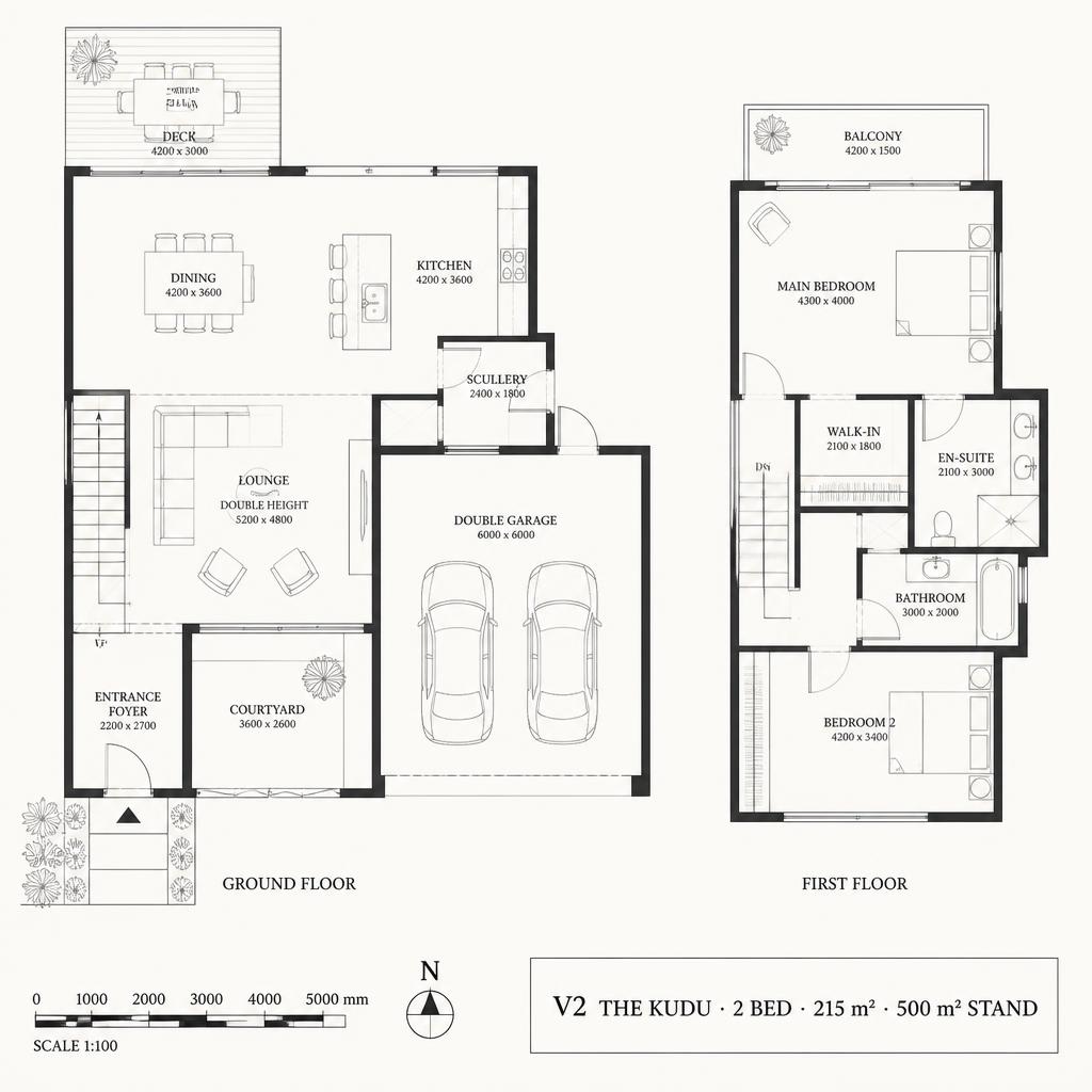 The Kudu floor plan — ground and first floor layout with room dimensions